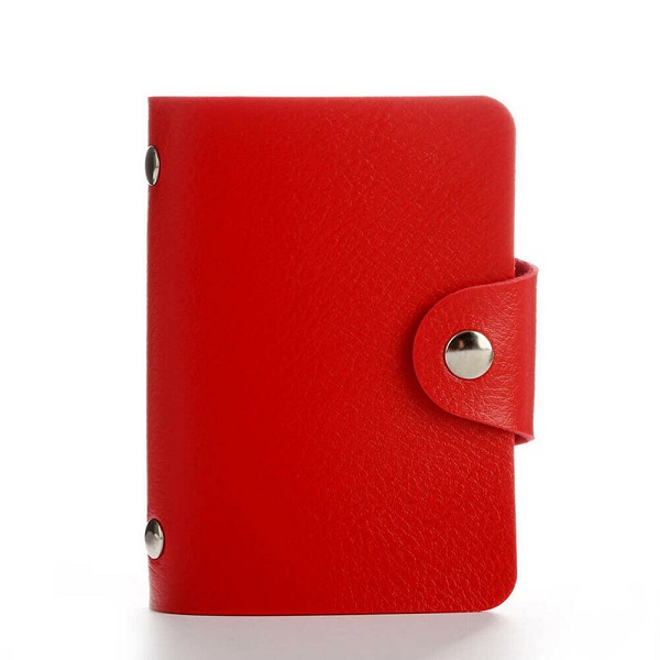 24 CARDS RED PU LEATHER CREDIT ID BUSINESS CARD HOLDER POCKET WALLET PURSE BOX